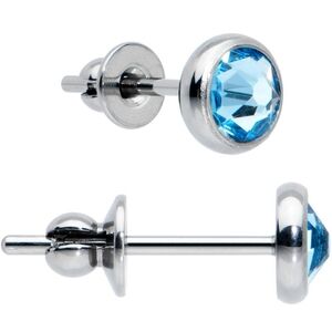 4mm Blue Crystal Implant Grade Titanium Stud Earrings